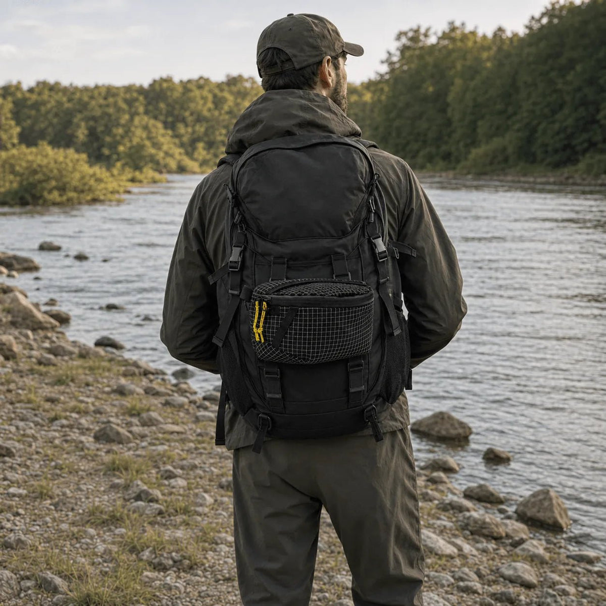 Ceinture banane pêche réglable, sac de poitrine carnassier accroché sur un sac à dos 