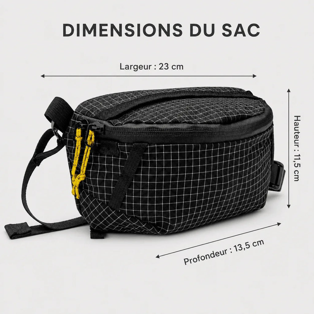 Dimension ceinture banane pêche réglable, sac de poitrine carnassier | Sillure